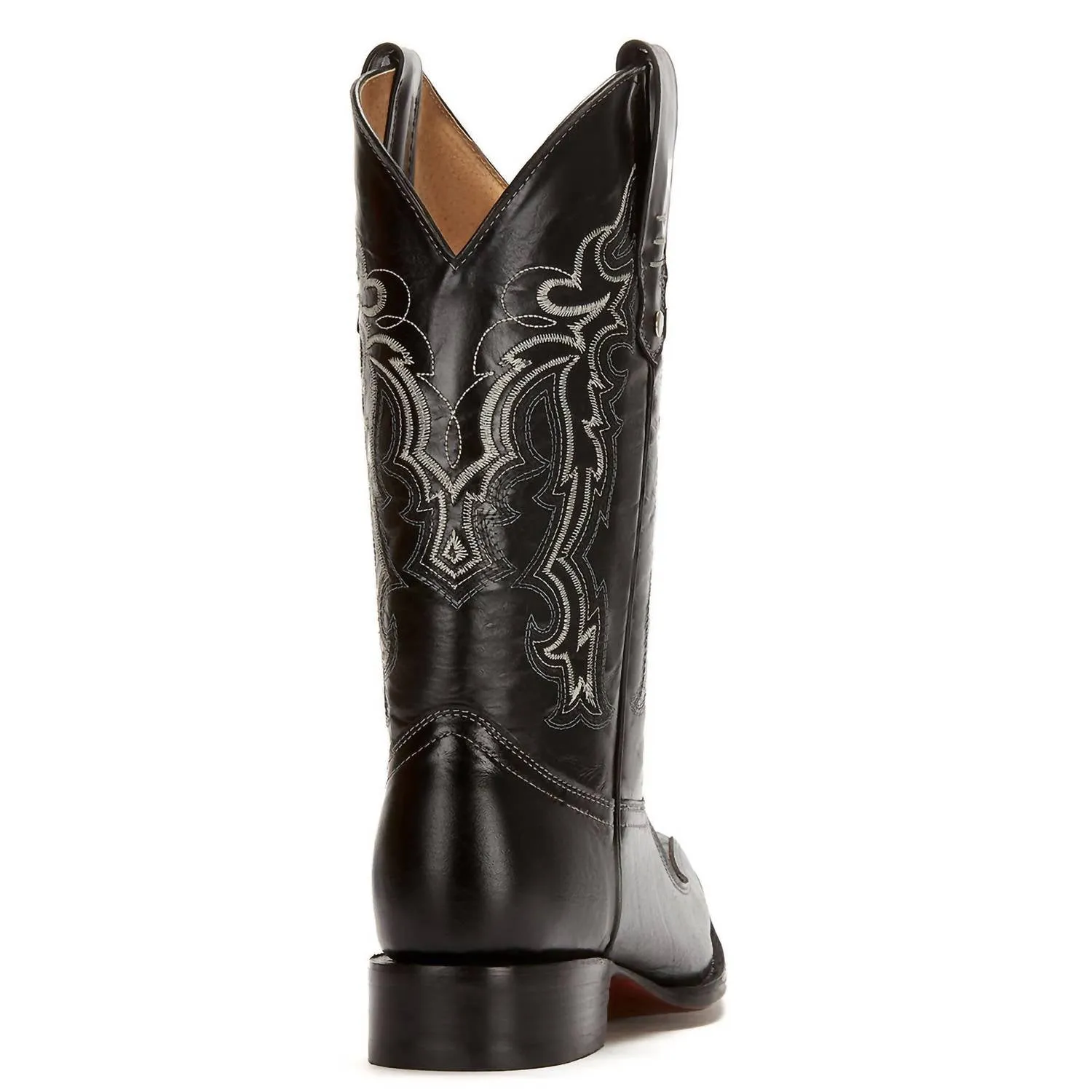 Western Cowboy Leather Boots In Black