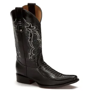 Western Cowboy Leather Boots In Black
