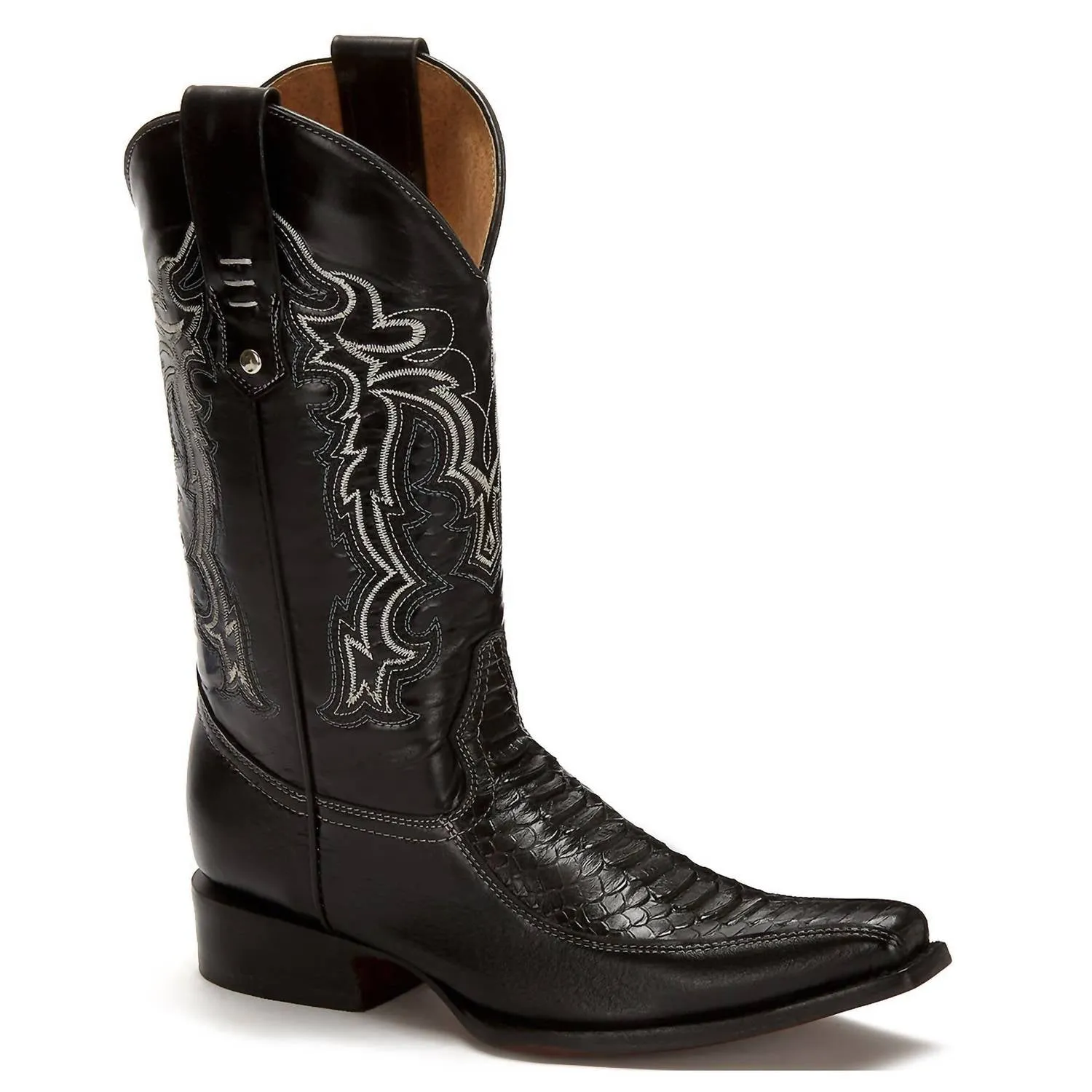Western Cowboy Leather Boots In Black