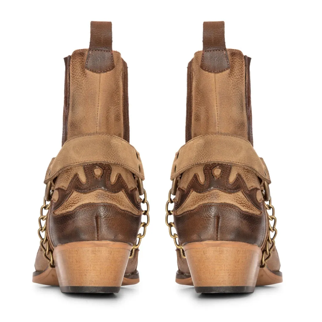 Western Cowboy Real Leather Pointed Boots