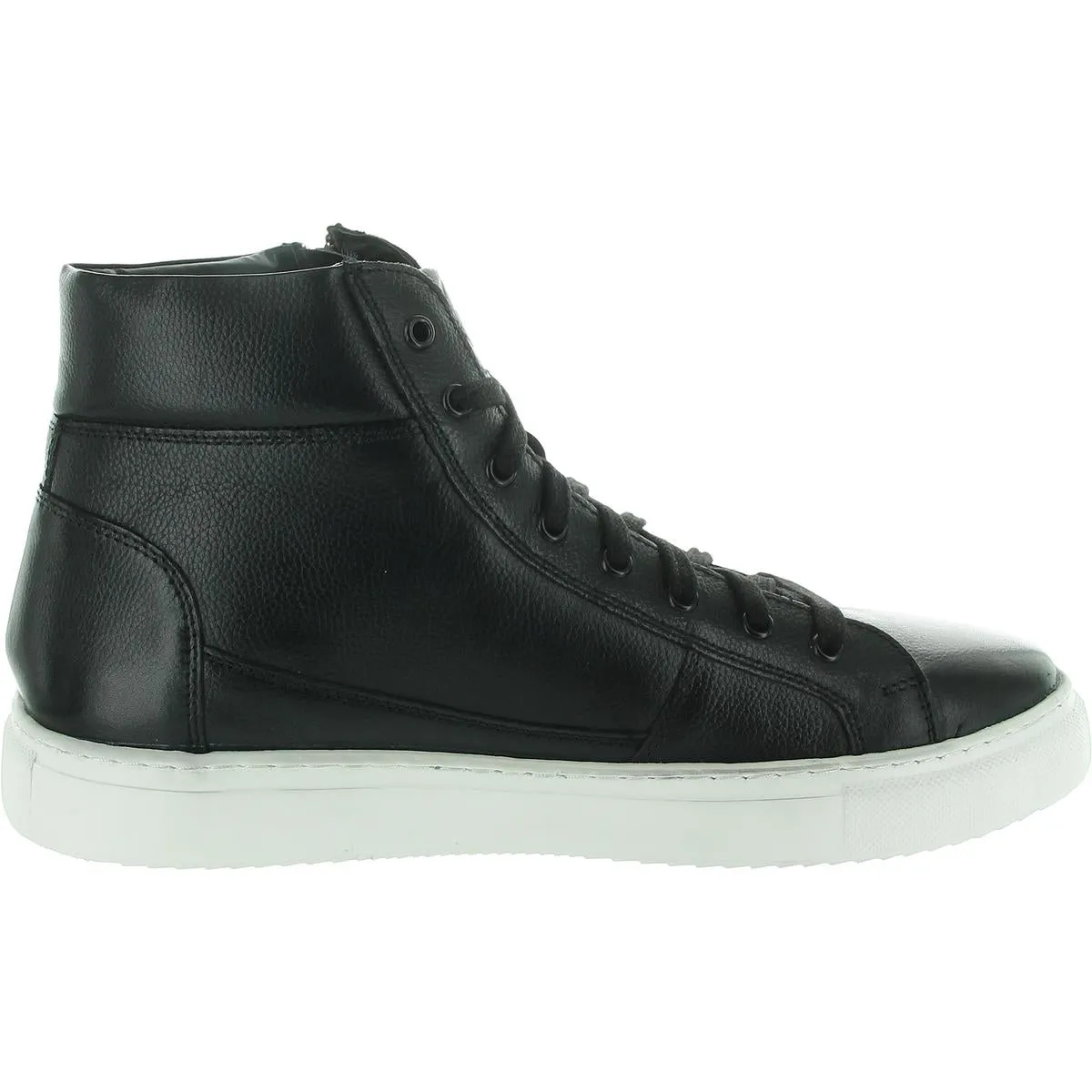 Xander Mens Zipper Leather High-Top Sneakers