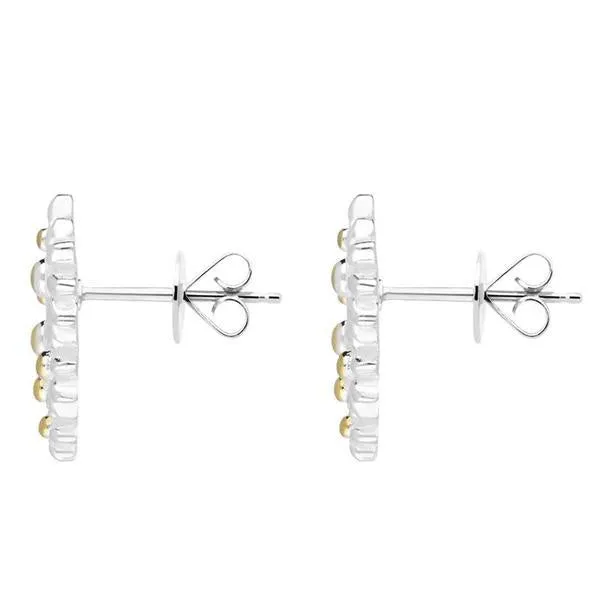 Yellow Gold Plated Sterling Silver Daisy Heart Shaped Stud Earrings