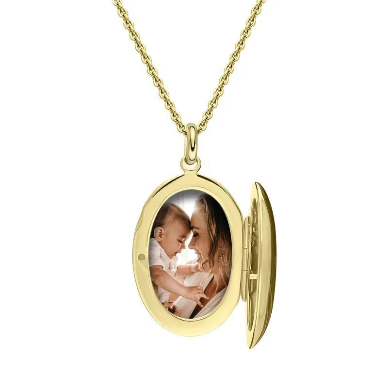 Yellow Gold Plated Sterling Silver Large Oval Keepsake Locket
