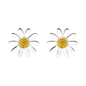 Yellow Gold Plated Sterling Silver Small Daisy Stud Earrings