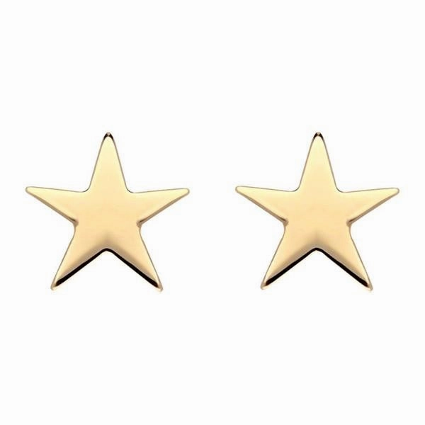 Yellow Gold Plated Sterling Silver Star Stud Earrings